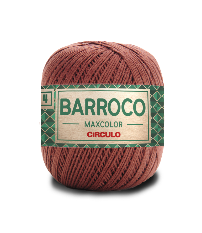 Novelo de linha castanha com etiqueta BARROCO MAXCOLOR CÍRCULO número 4
