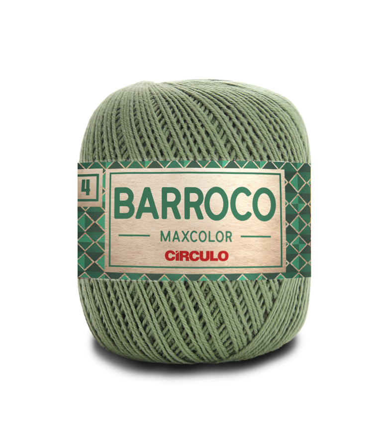 Novelo de barbante verde BARROCO MAXCOLOR CÍRCULO com etiqueta verde e bege