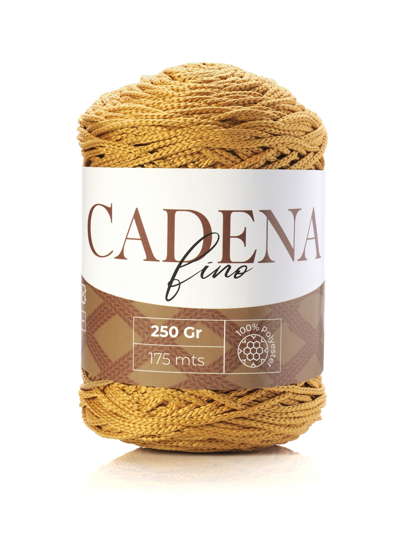 Rolo de fio castanho claro com etiqueta CADENA fino