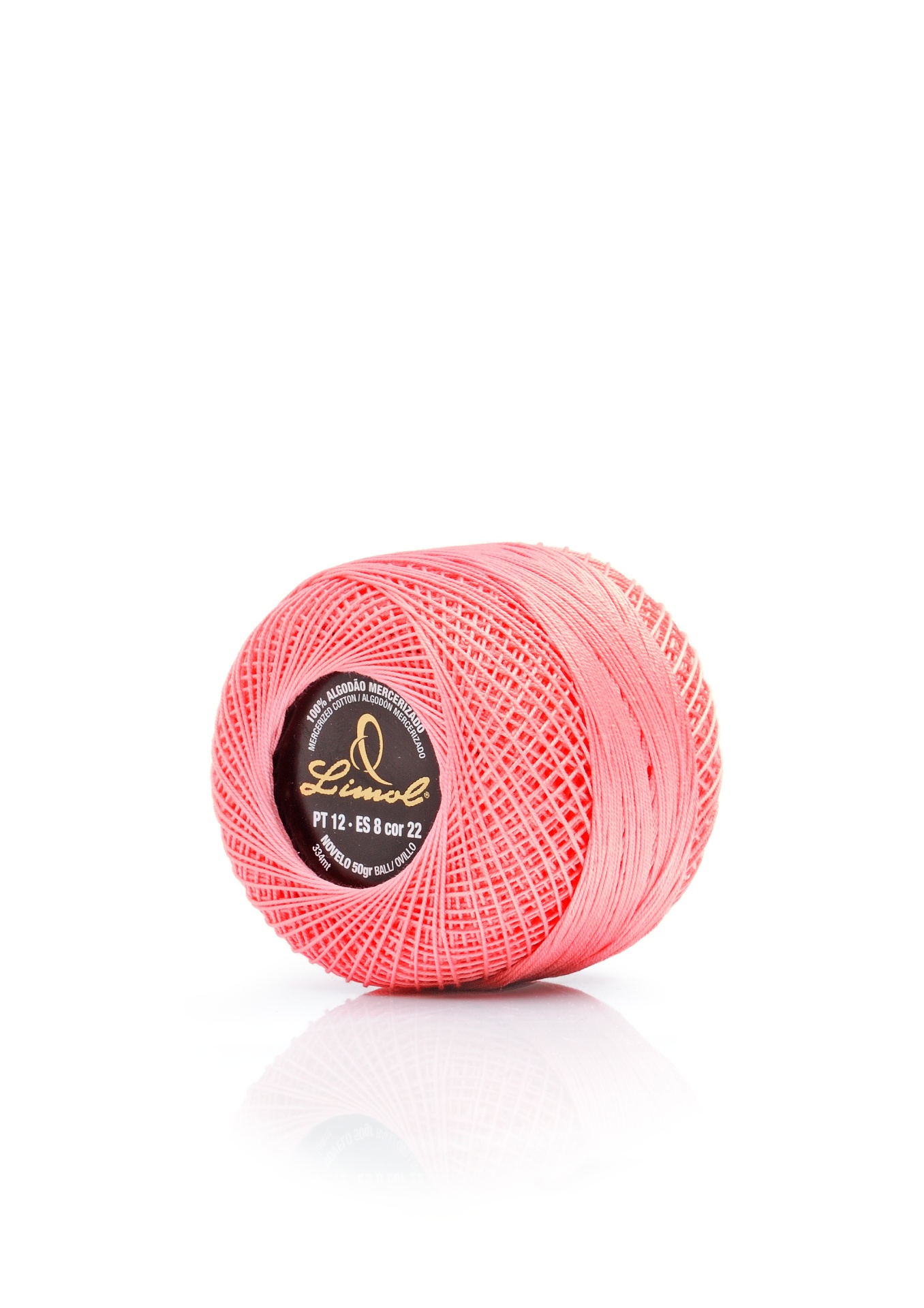 Rolo de fio cor-de-rosa Limol com etiqueta preta