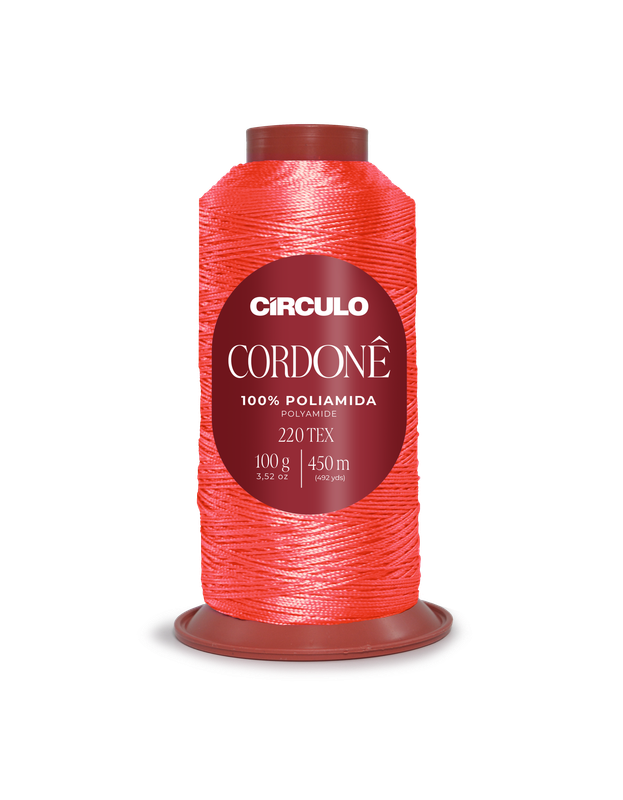 Rolo de linha coral CÍRCULO CORDONÊ, 100% poliamida, 220 TEX, 450 m