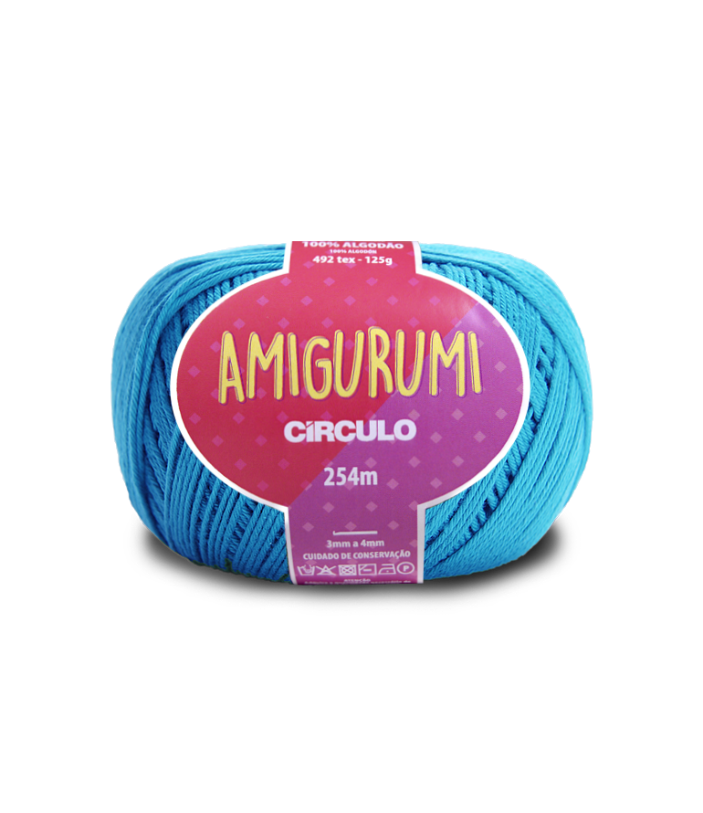 Novelo de fio azul para amigurumi da marca Círculo com 254 metros
