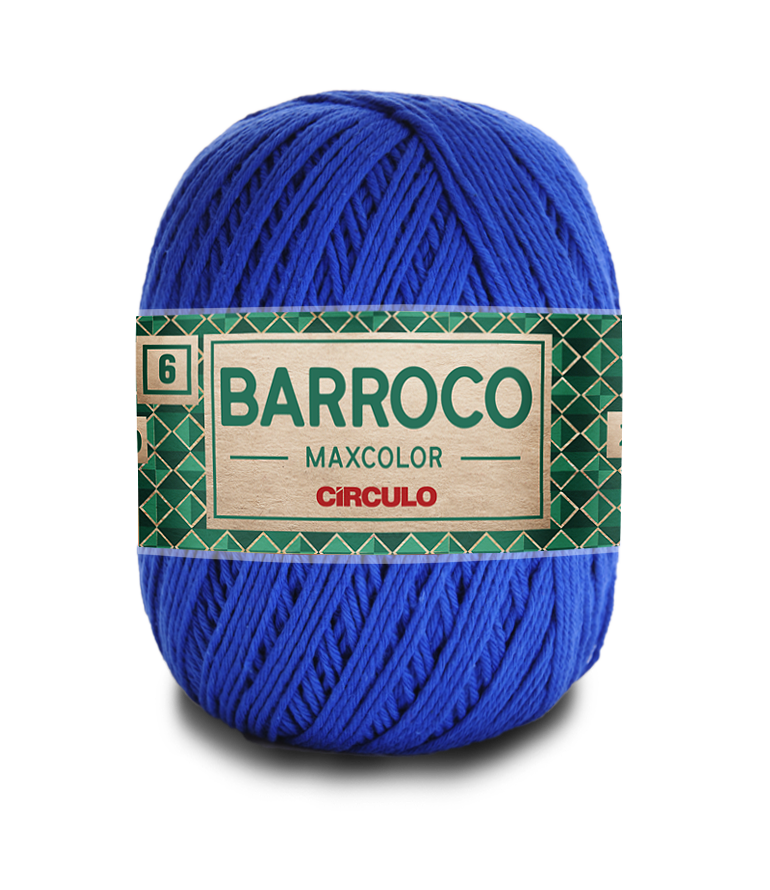 Novelo de lã azul Barroco Maxcolor Circulo com etiqueta verde