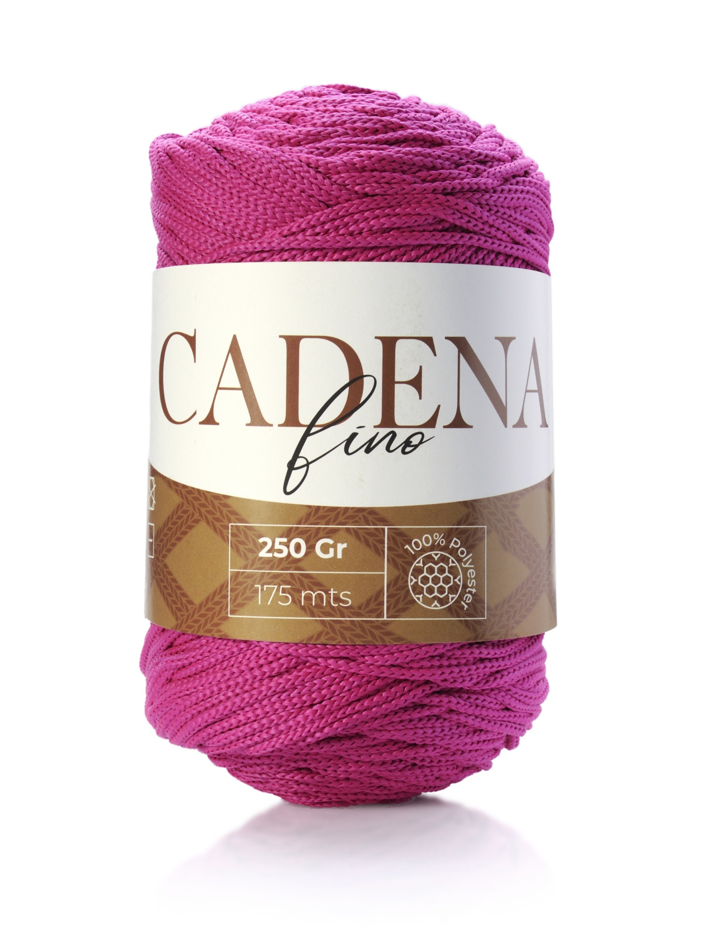 Novelo de fio rosa forte com etiqueta CADENA fino 250 Gr 175 mts