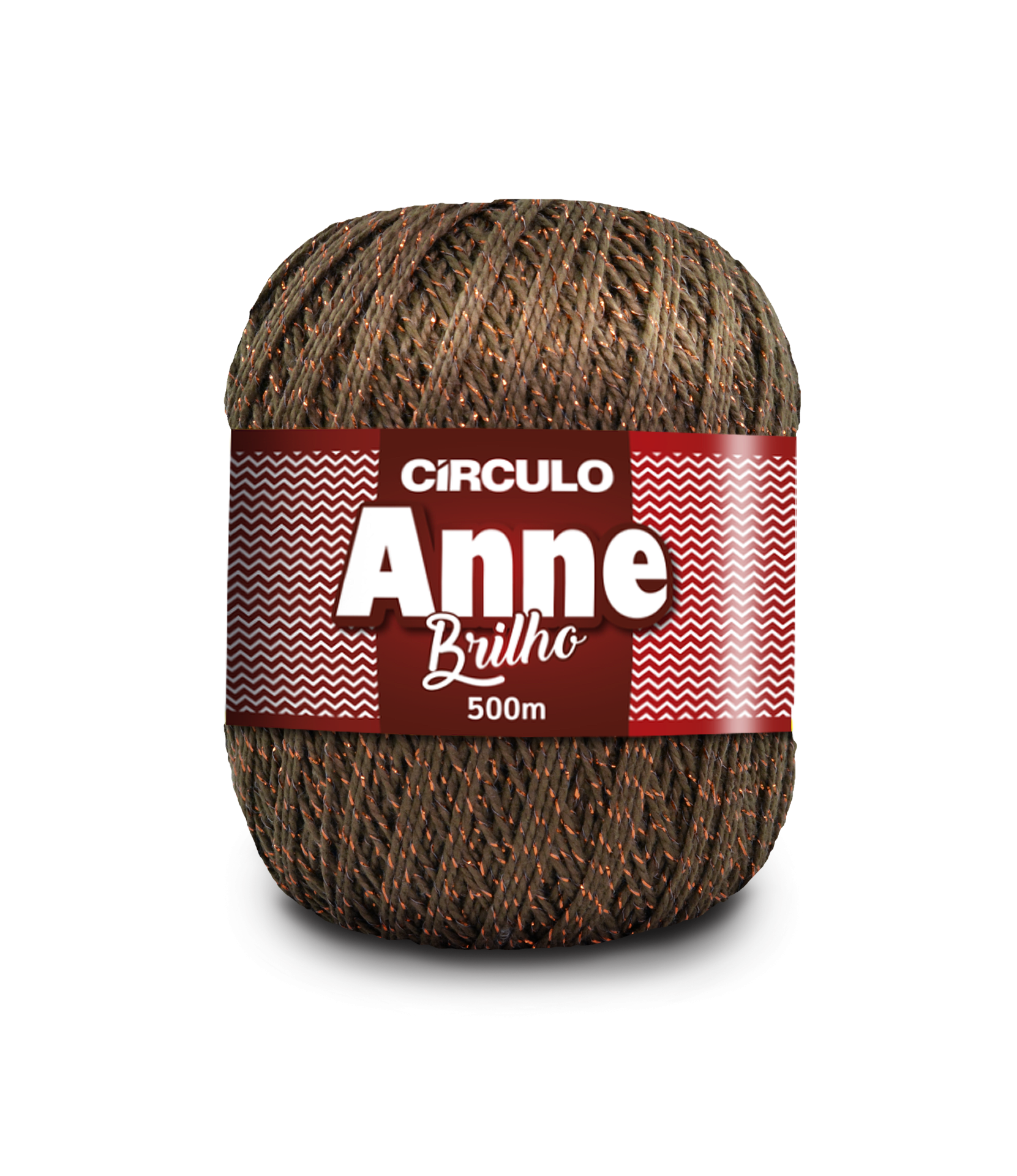 Novelo de fio castanho com brilho laranja da marca CÍRCULO Anne Brilho 500m