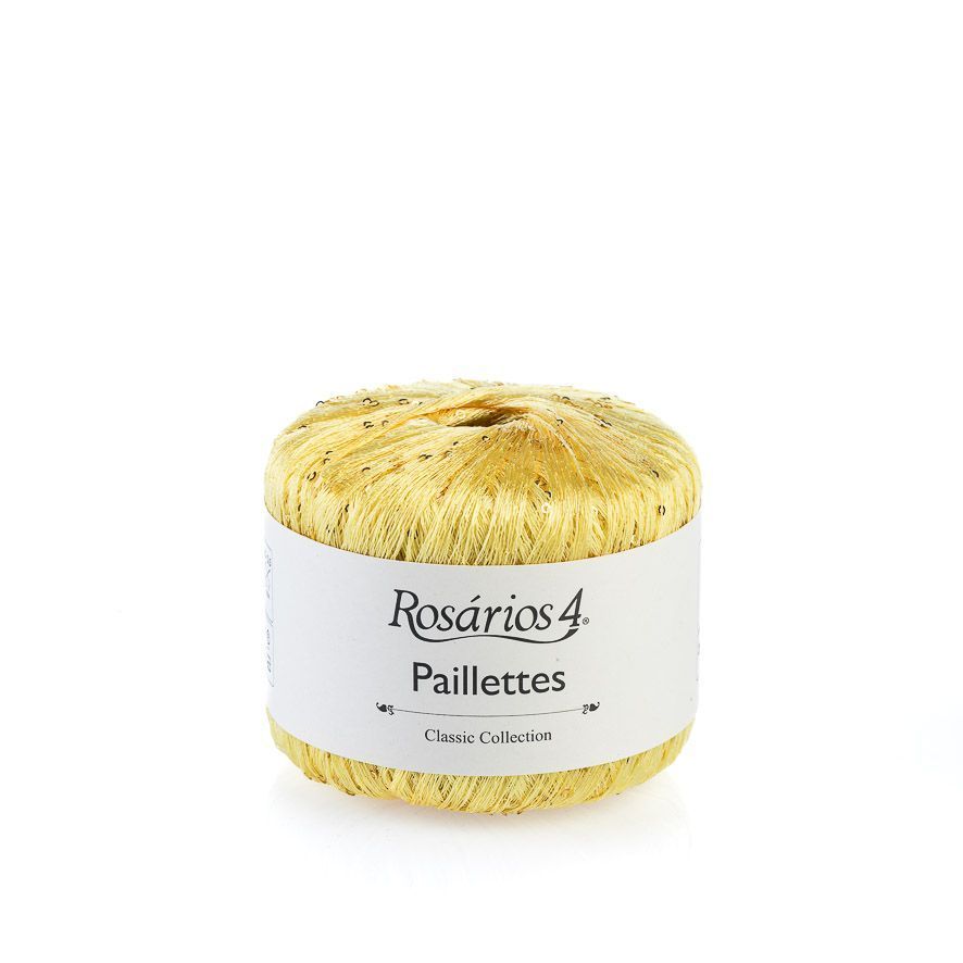 Novelo de fio amarelo metálico com lantejoulas Rosários 4