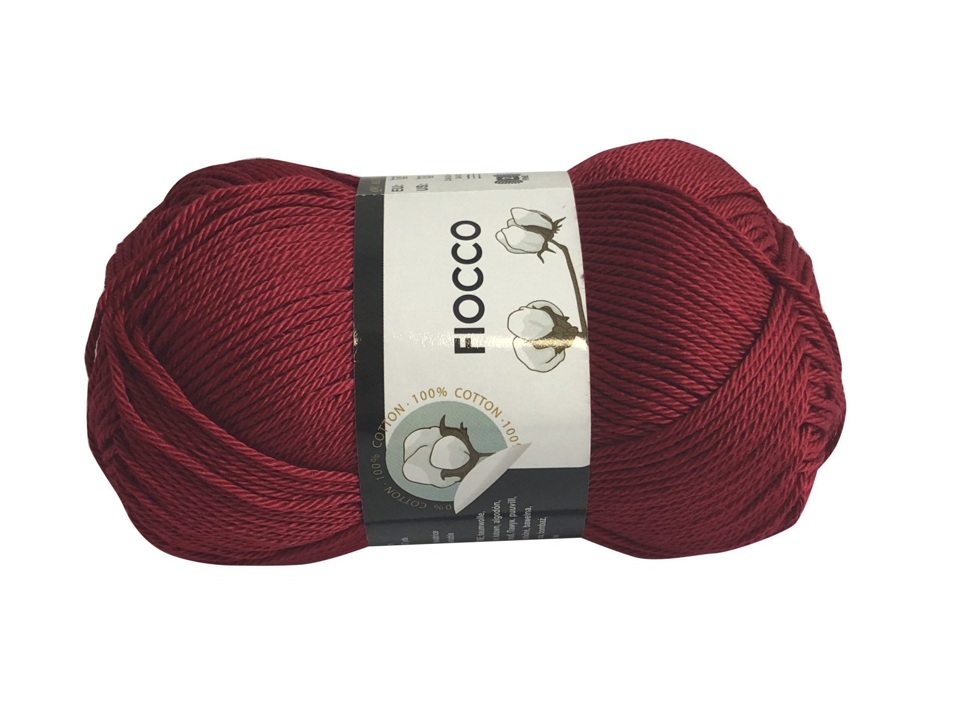 Novelo de fio de algodão vermelho com rótulo branco