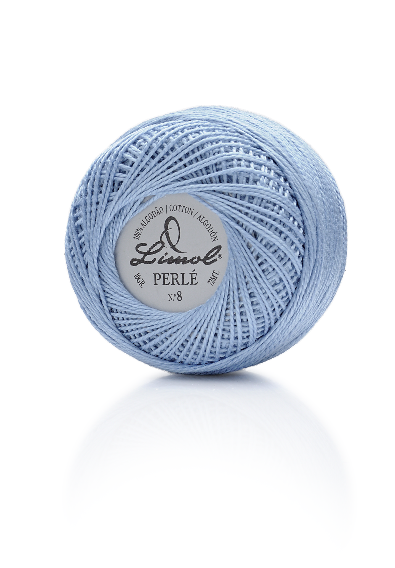 Rolo de linha de algodão azul claro Linol Perlé n.º 8