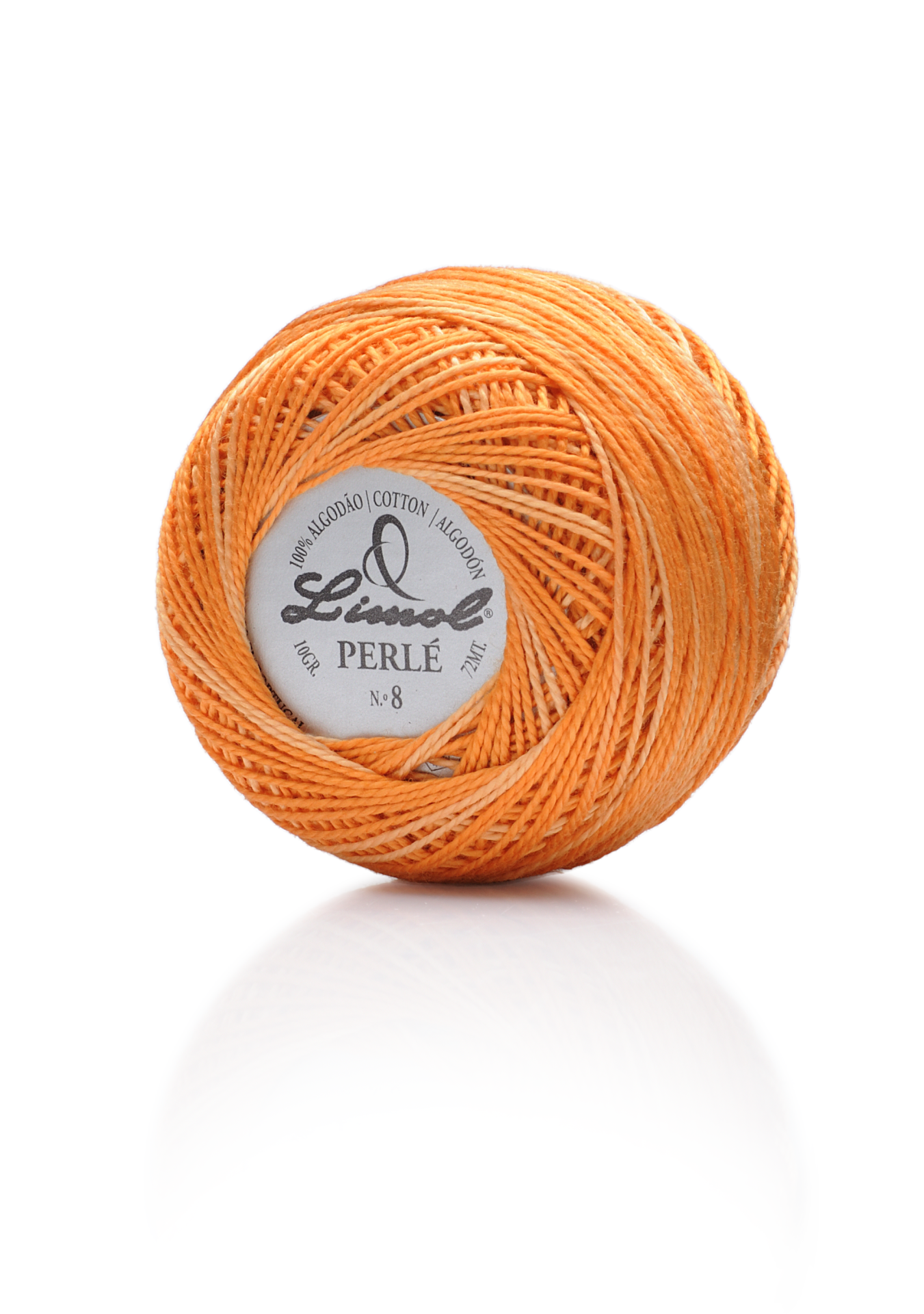 Bola de linha de algodão laranja Limol Perlé N° 8
