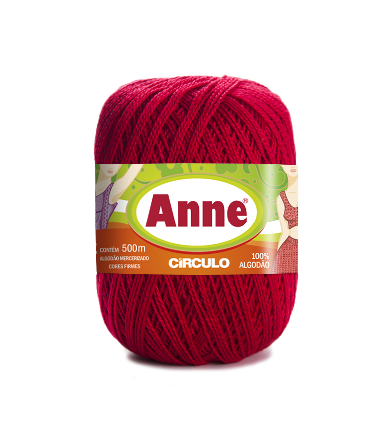 Novelo de fio de algodão mercerizado vermelho da marca Anne Círculo