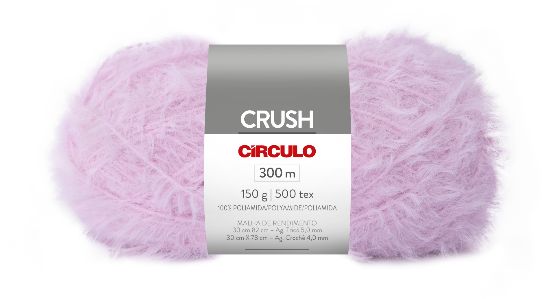 Novelo de fio peludo rosa claro com etiqueta