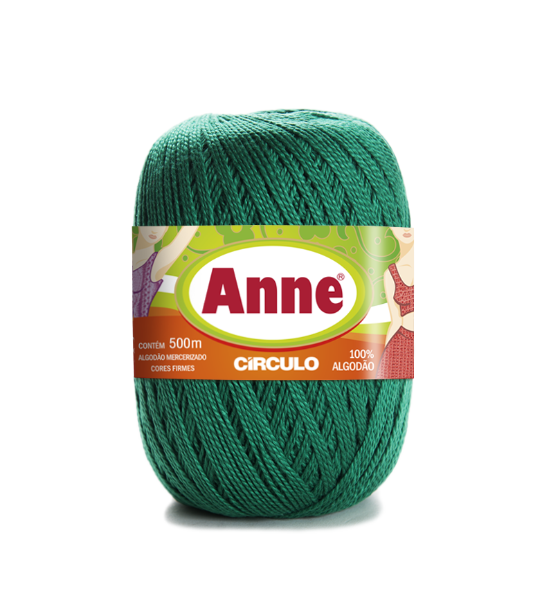 Novelo de linha de algodão verde Anne 500m com etiqueta
