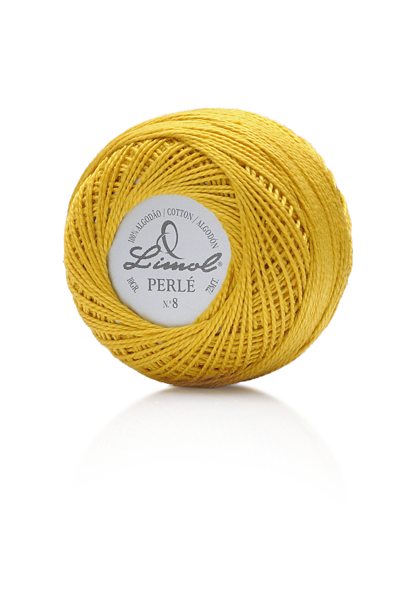 Rolo de linha amarelo Linul Perlé Nº 8 em algodão