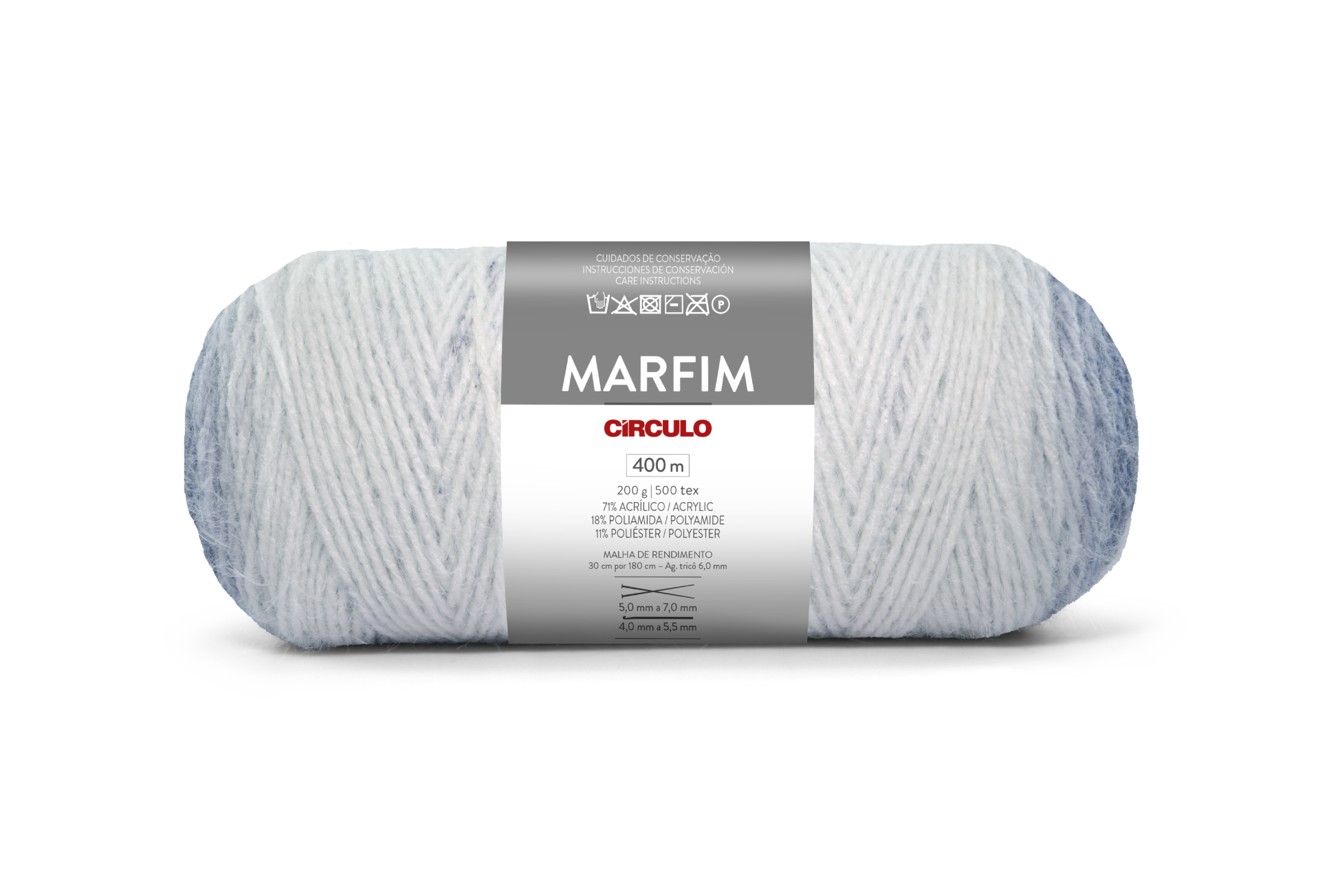 Novelo de lã branco Marfim da Círculo com etiqueta cinza