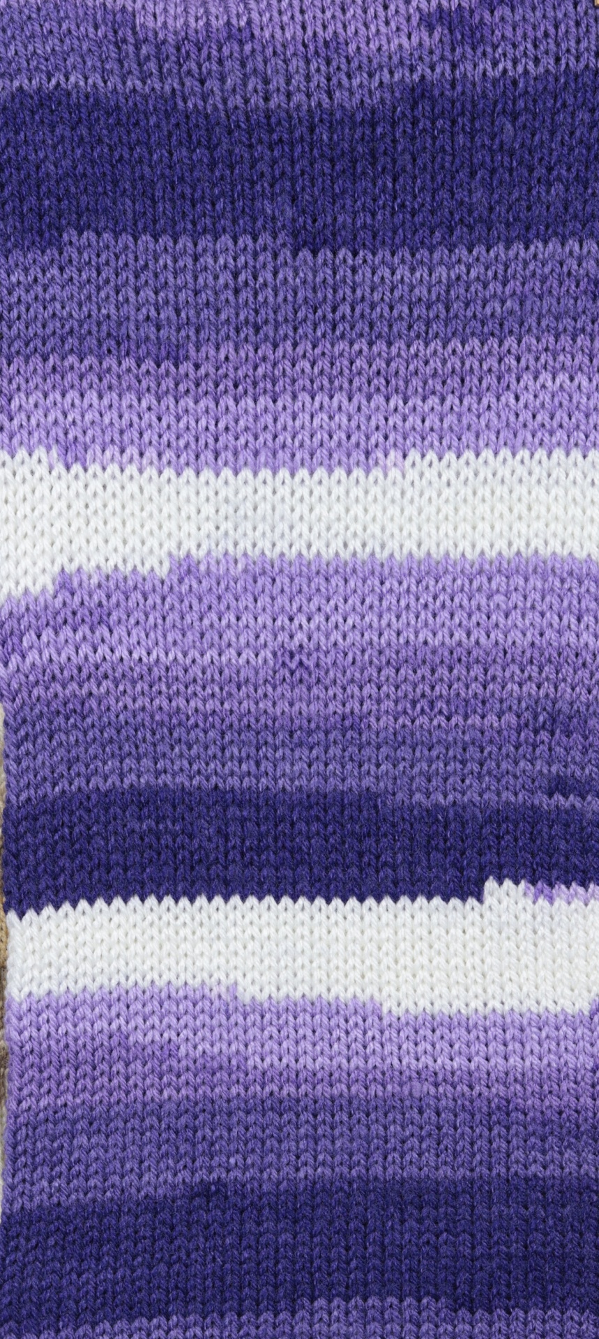 Tecido de malha às riscas roxas, lilás e brancas
