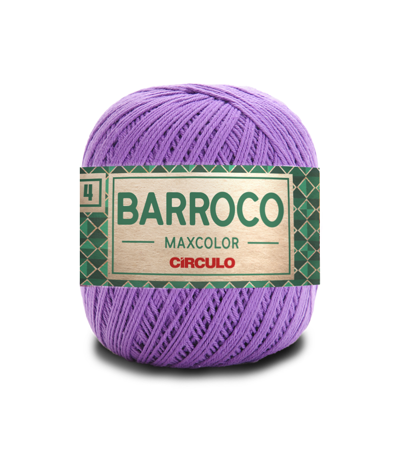 Novelo de fio de algodão roxo Barroco Maxcolor Círculo com etiqueta verde e bege