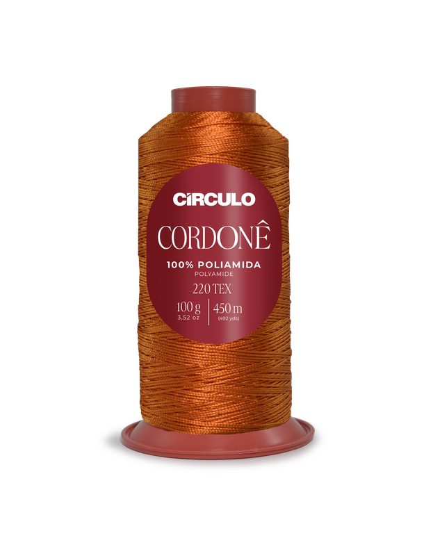 Cone de linha laranja de poliamida 100% com etiqueta vermelha