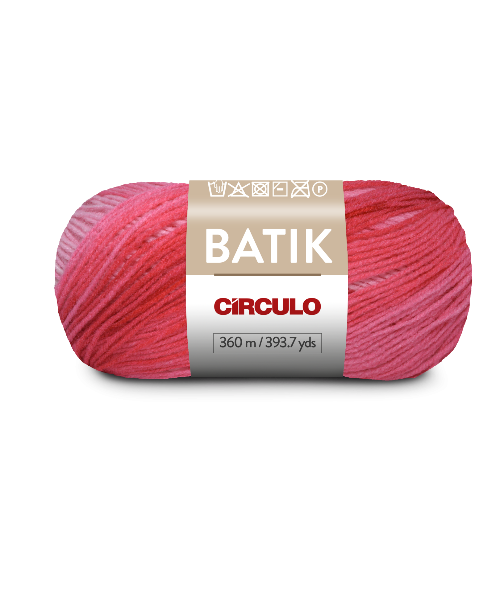 Novelo de fio de malha batik Círculo em cores rosa, vermelho e lilás
