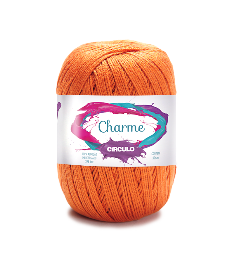 Rolo de fio de algodão laranja com rótulo colorido Charme Círculo