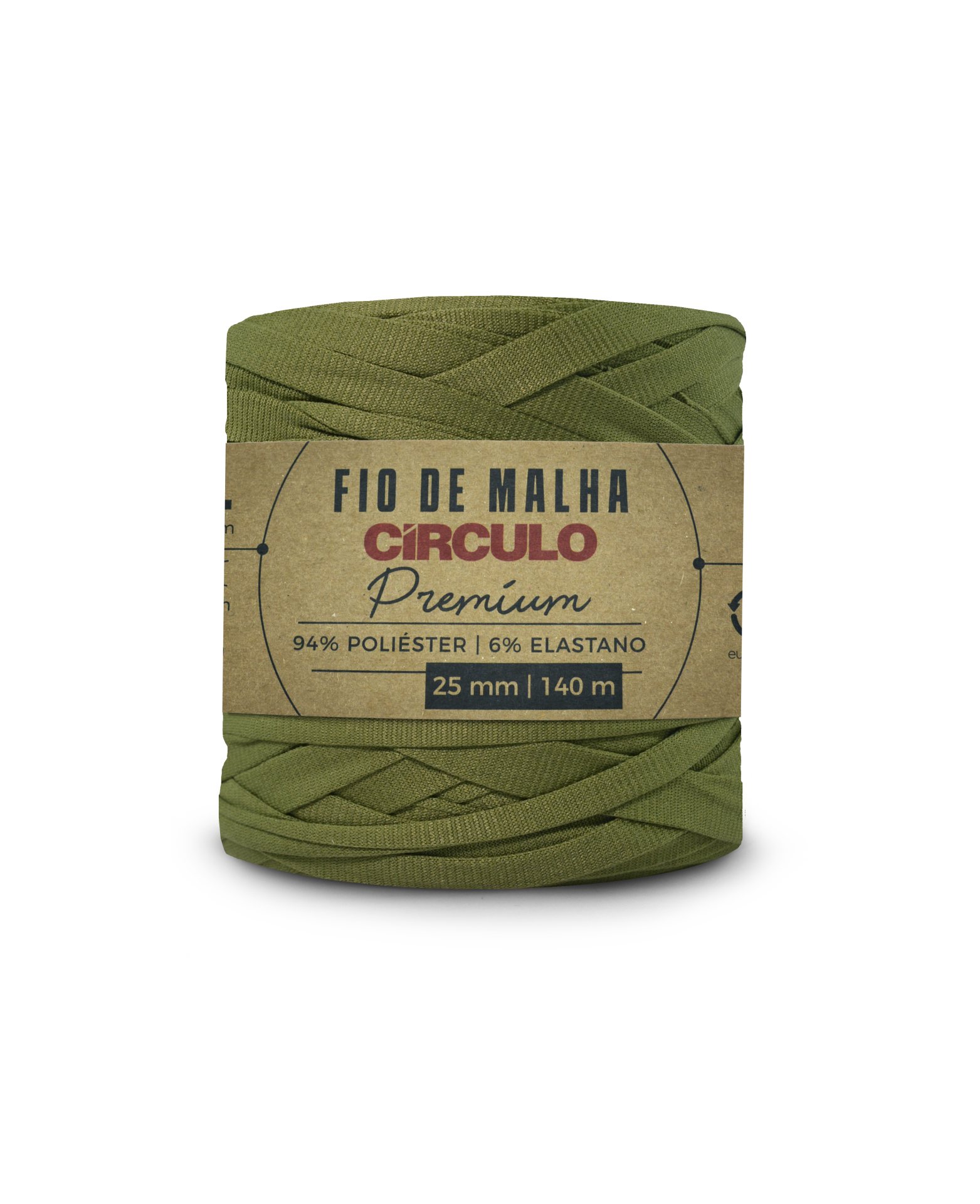 Rolo de fio de malha verde Círculo Premium com etiqueta de papel kraft