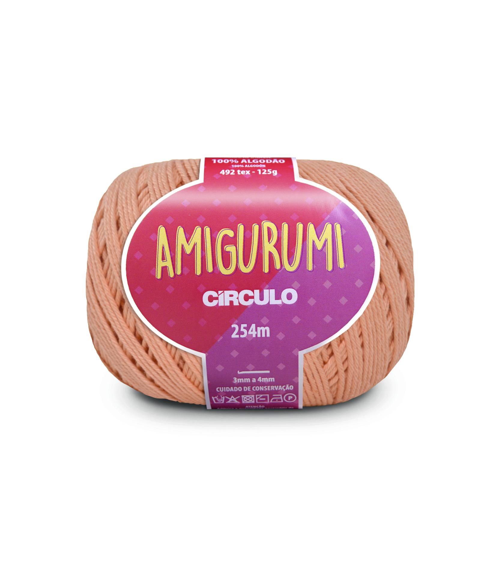 Novelo de fio Amigurumi Circulo cor salmão 254m, 125g