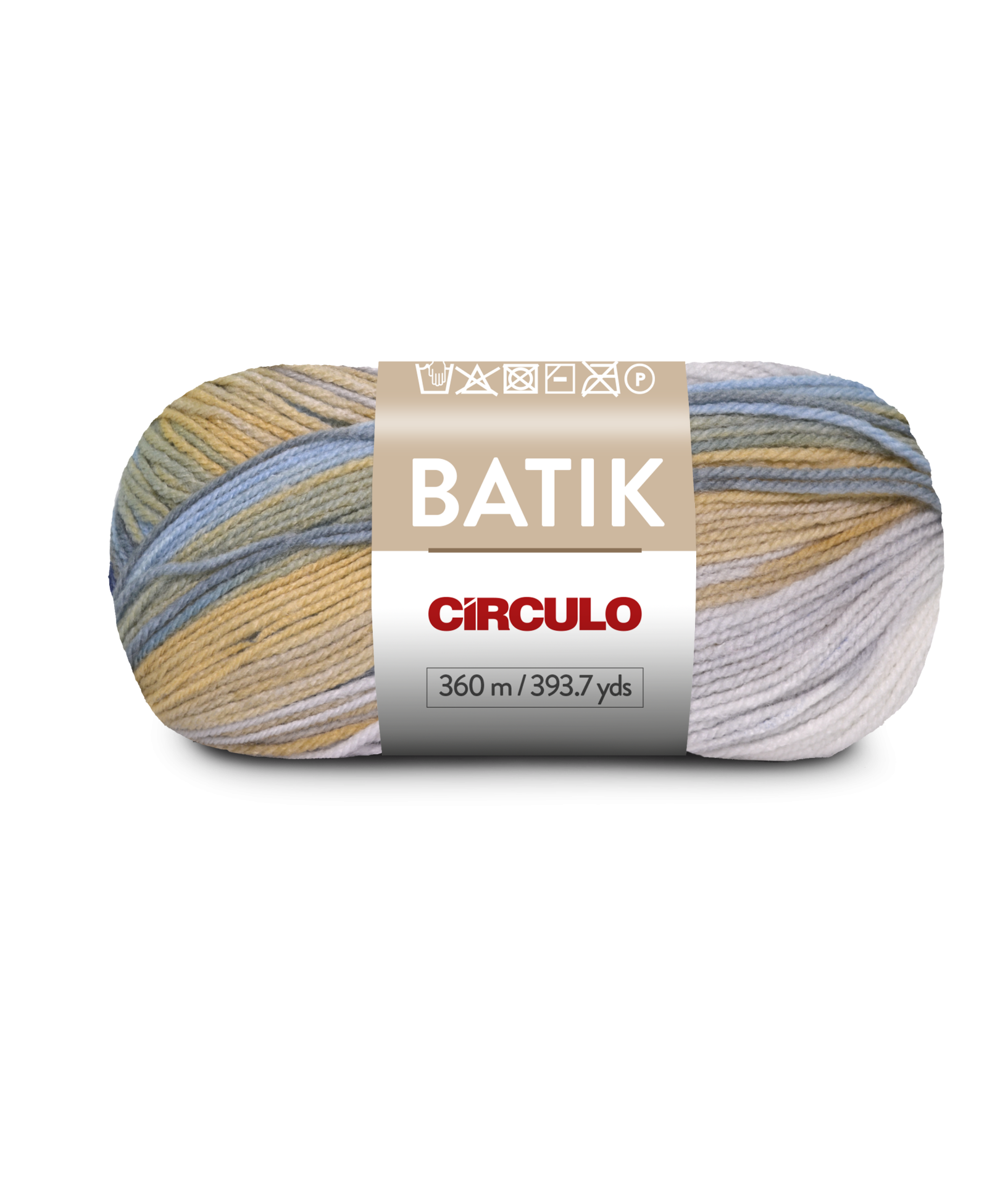 Novelo de lã multicolorida com etiqueta BATIK CÍRCULO