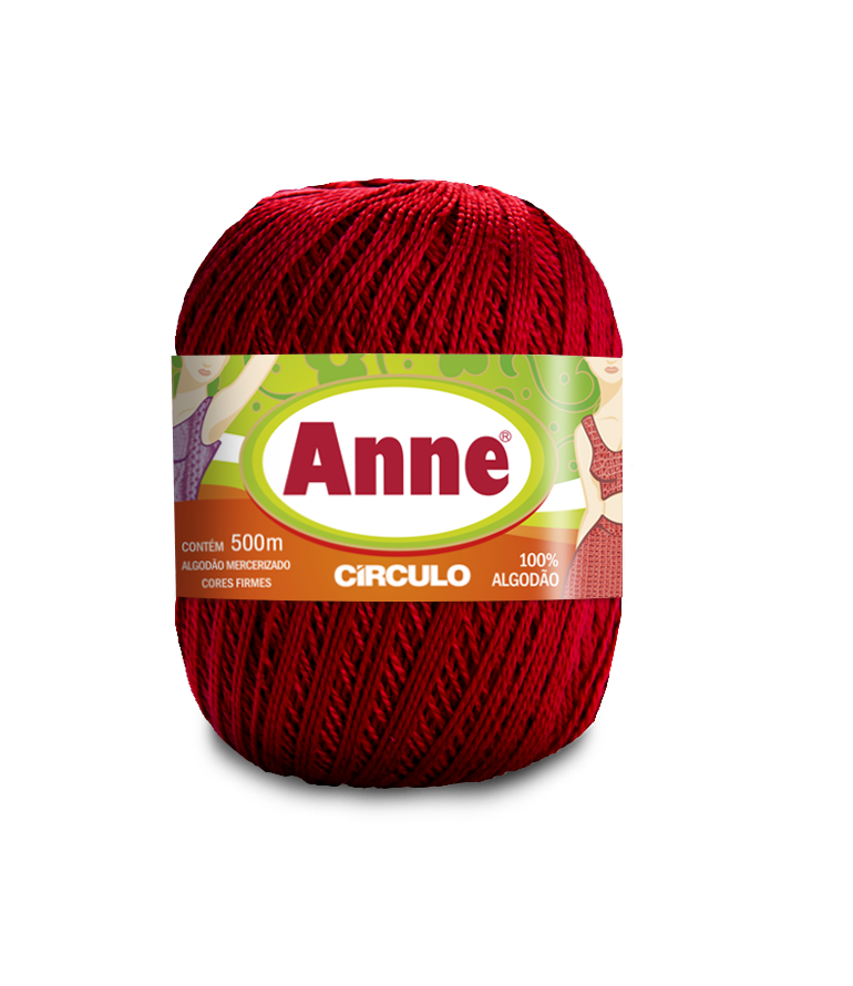 Novelo de linha vermelho 100% algodão Anne Circulo com etiqueta colorida