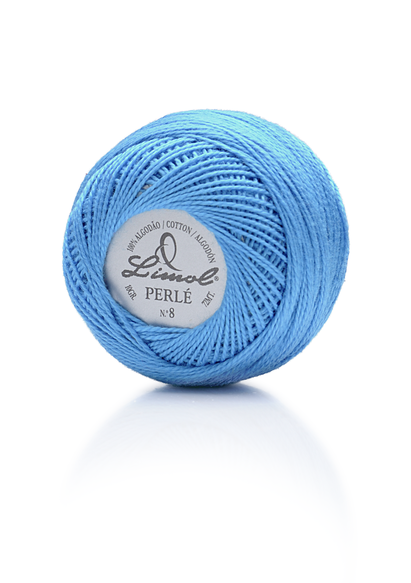Novelo de linha azul claro de algodão Limol Perlé N.º 8