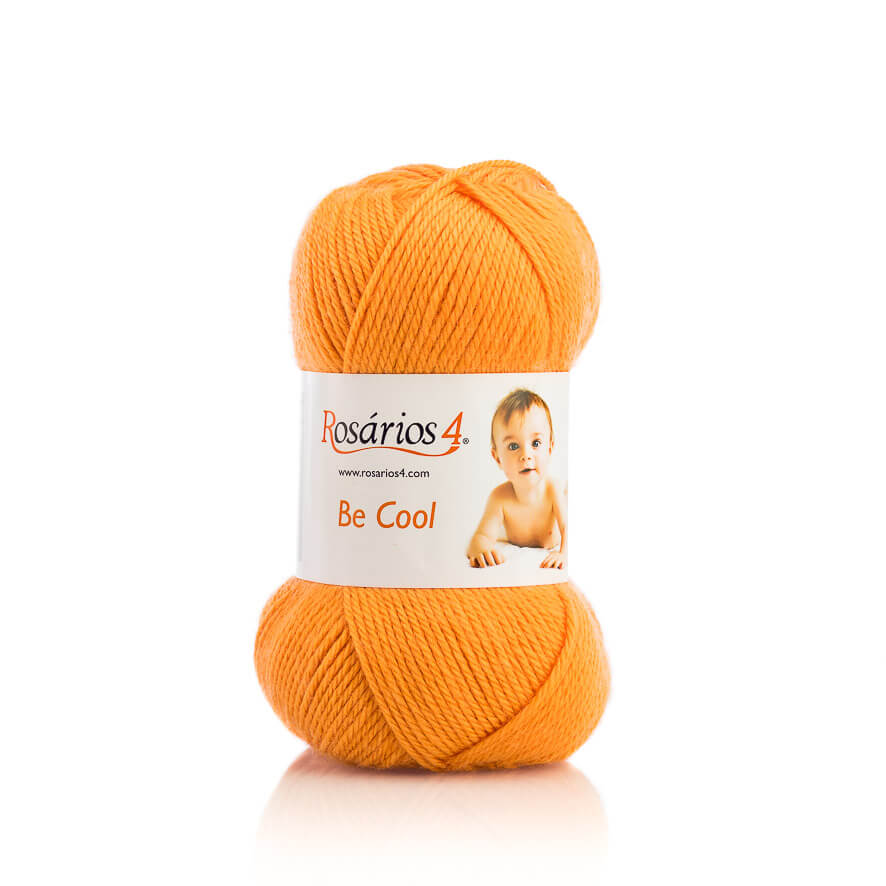 Ovillo de lã laranja Rosários 4 Be Cool com imagem de bebé