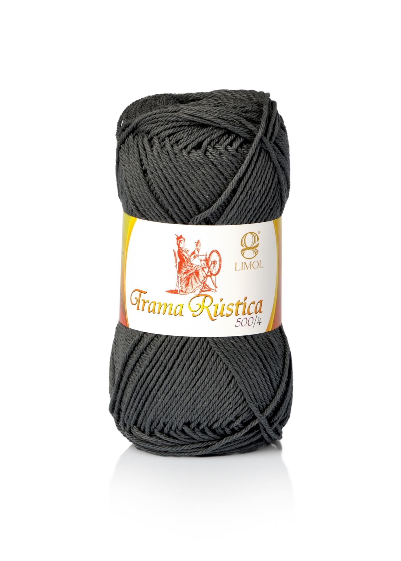 Novelo de fio de tricot preto com etiqueta Limol Trama Rústica