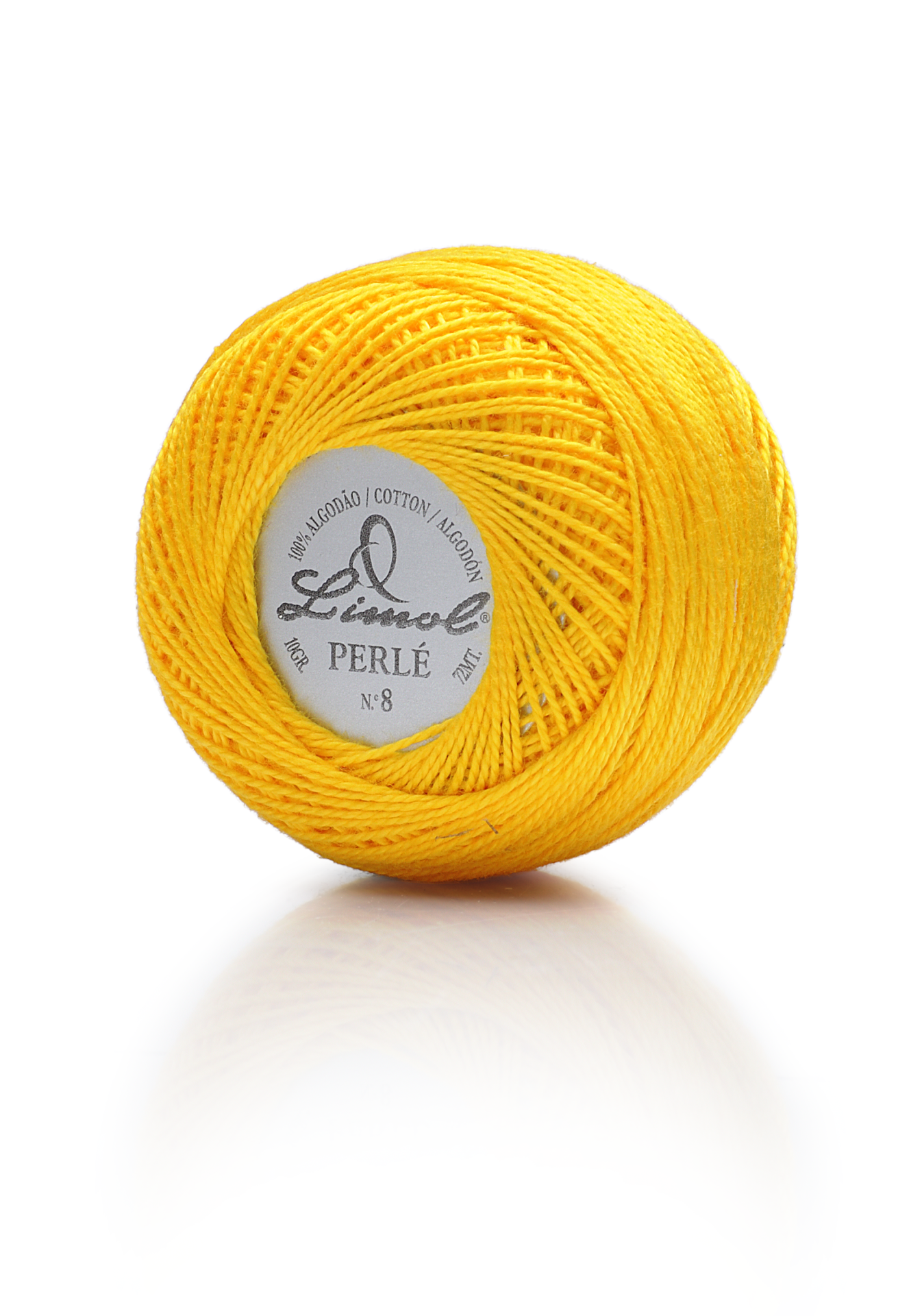 Novelo de fio de algodão amarelo Limol Perlé N° 8