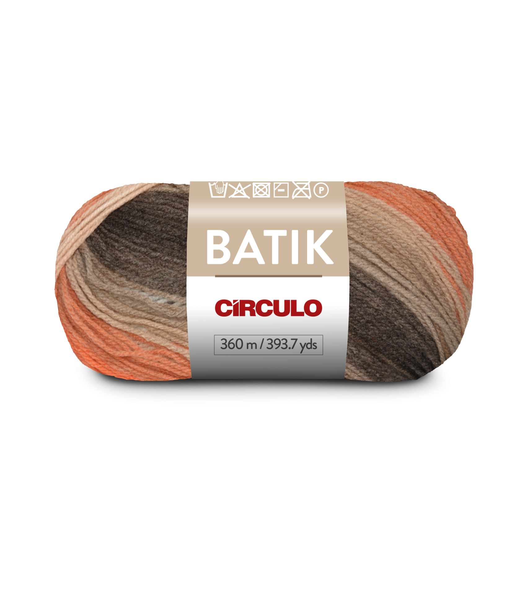 Novelo de fio multicolorido Batik da Circulo em tons castanho, bege e laranja