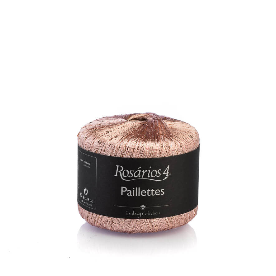 Rolo de fio Rosários 4 Paillettes cor rosa metálico com brilhos