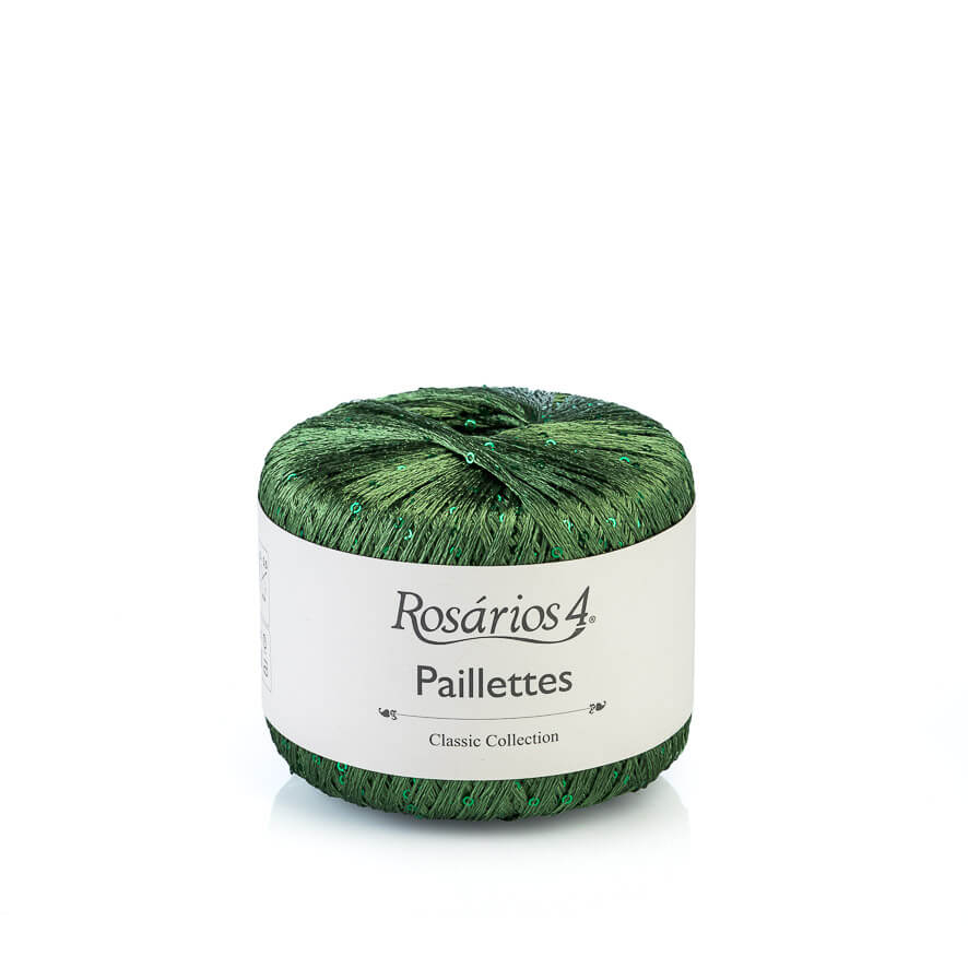 Novelo de fio verde com lantejoulas Rosários 4 Classic Collection