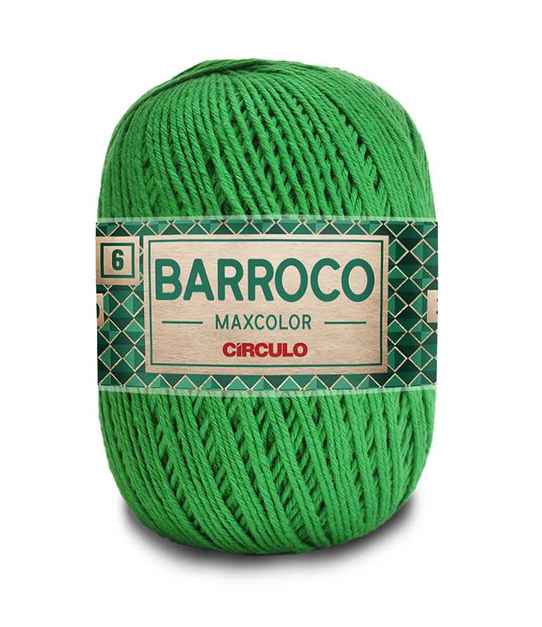 Novelo de linha verde para crochet com etiqueta BARROCO MAXCOLOR Circulo