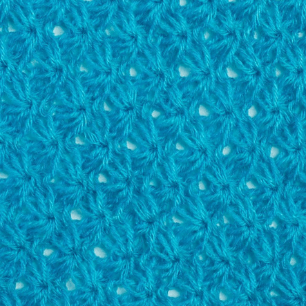 Tecido de malha azul turquesa com padrão trançado