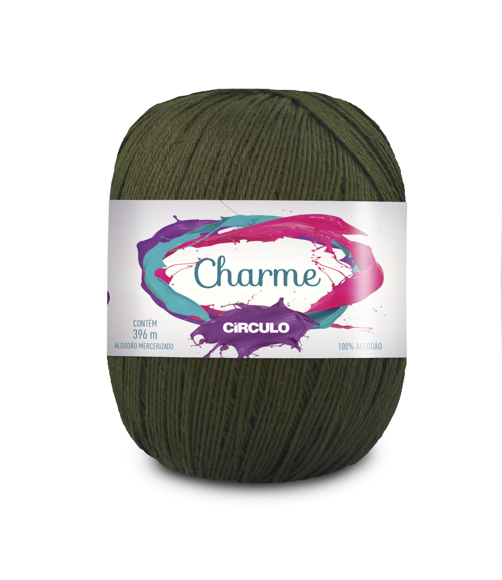 Novelo de fio de algodão verde da marca Círculo modelo Charme