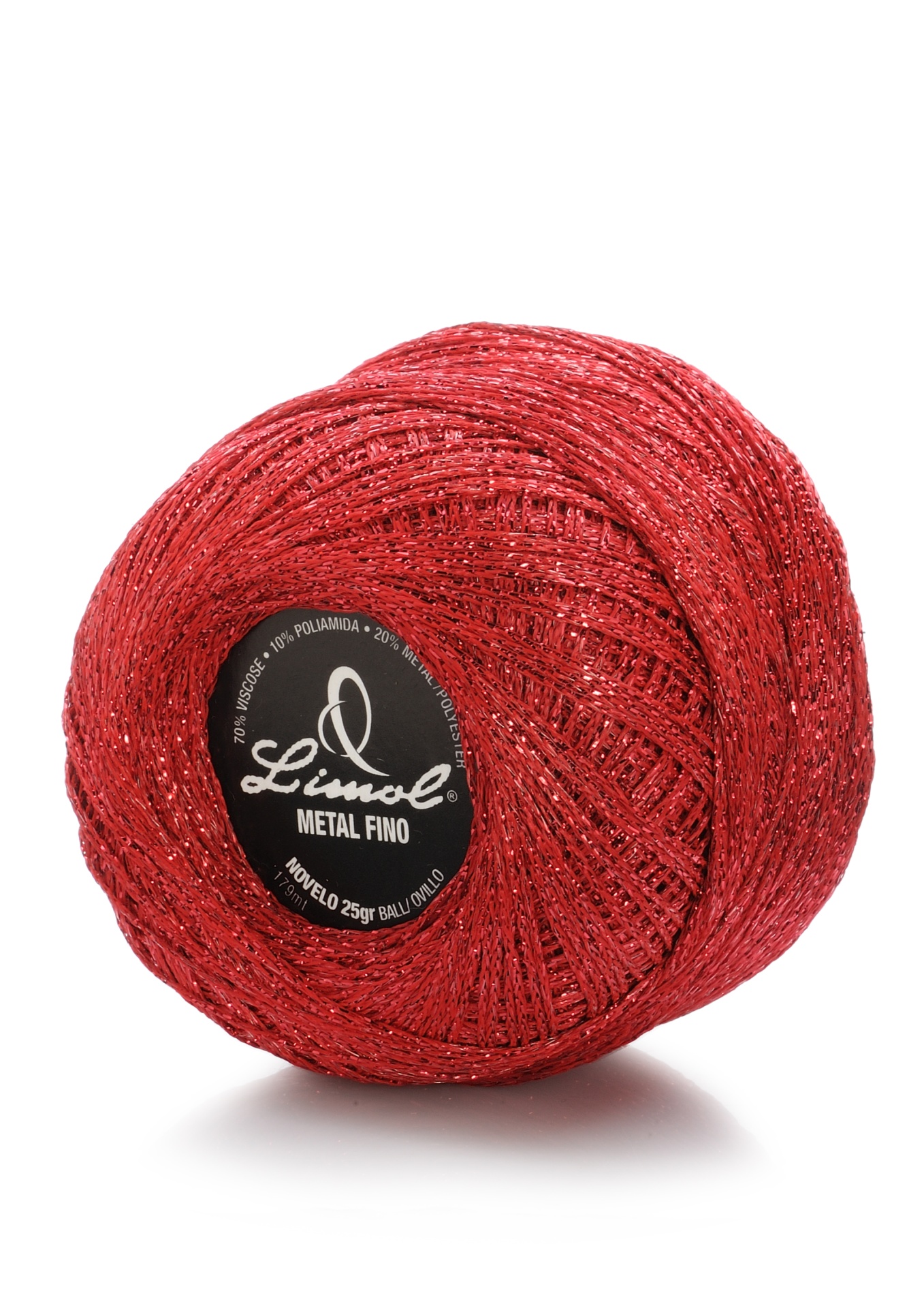 Novelo de fio vermelho brilhante Limol METAL FINO