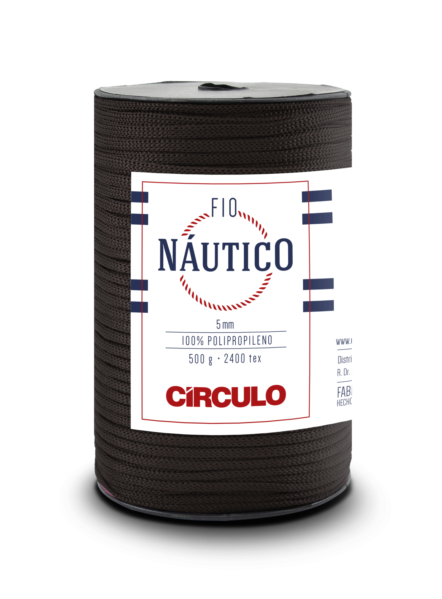 Rolo de fio náutico preto com etiqueta da marca CÍRCULO