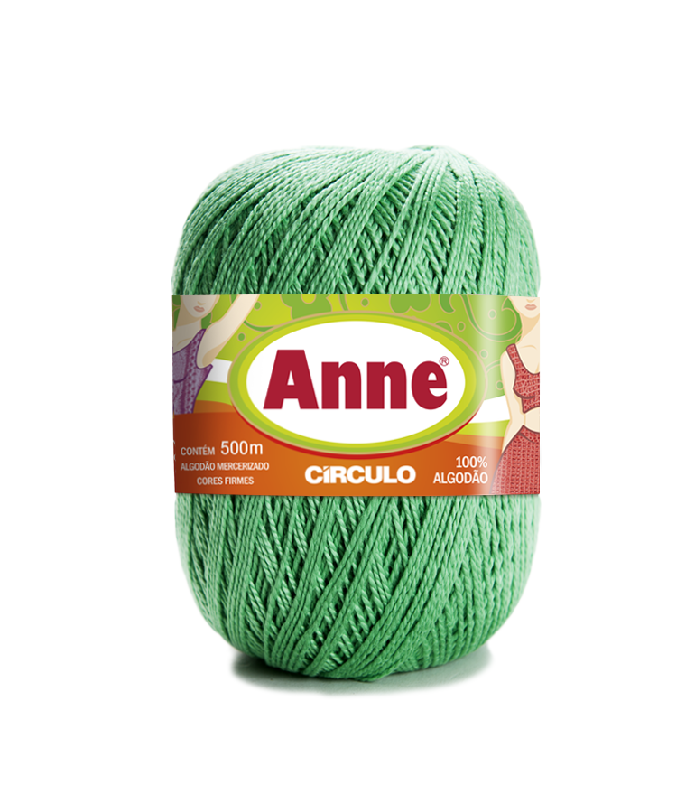 Novelo de fio verde Anne Círculo 100% algodão mercerizado 500m