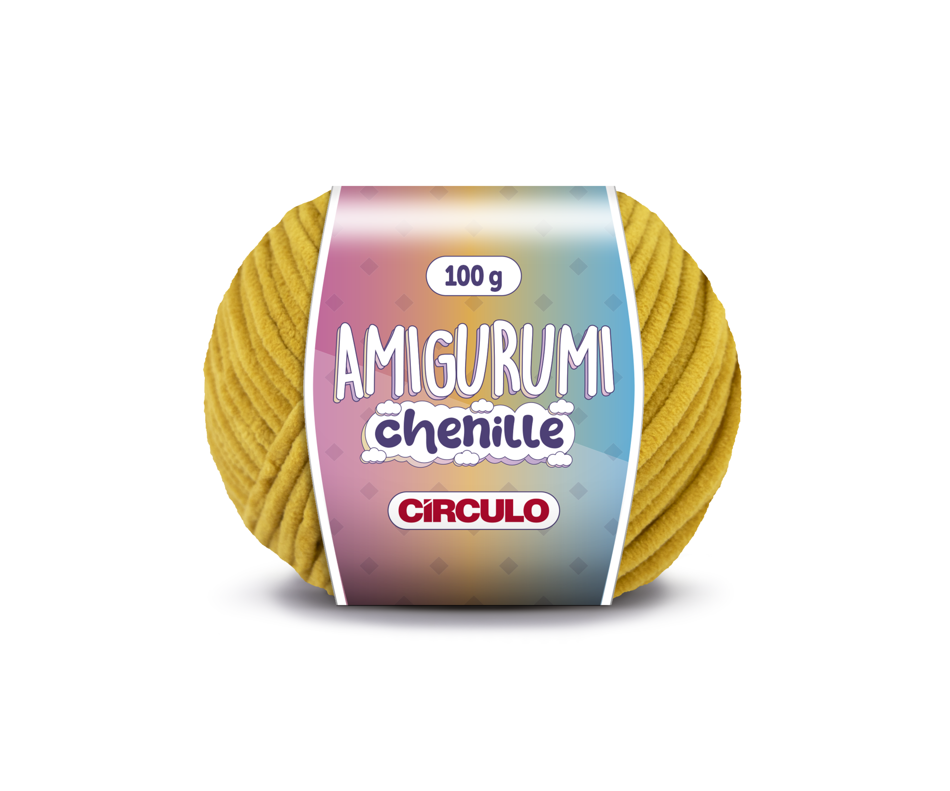 Novelo de fio amarelo mostarda Amigurumi Chenille