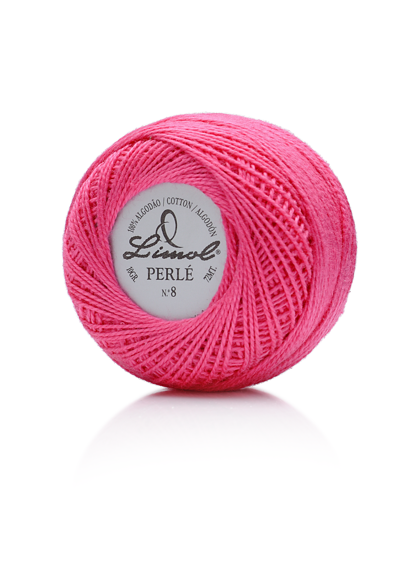Novelo de linha de algodão cor-de-rosa Limol Perlé nº8
