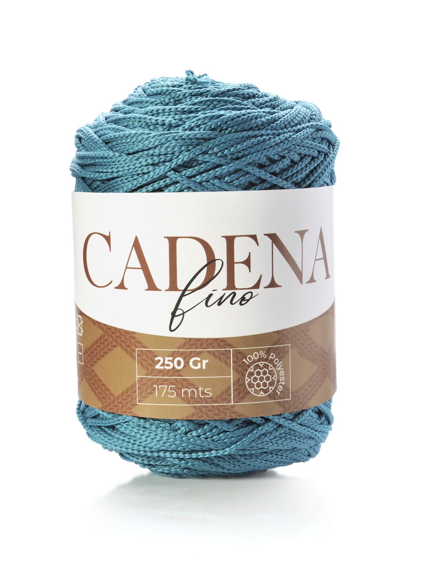 Novelo de fio azul turquesa com etiqueta CADENA fino