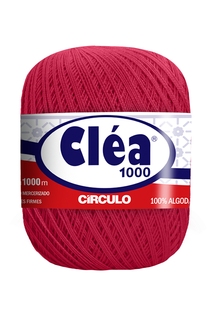 Novelo de linha de algodão rosa Cléa 1000 com rótulo Círculo