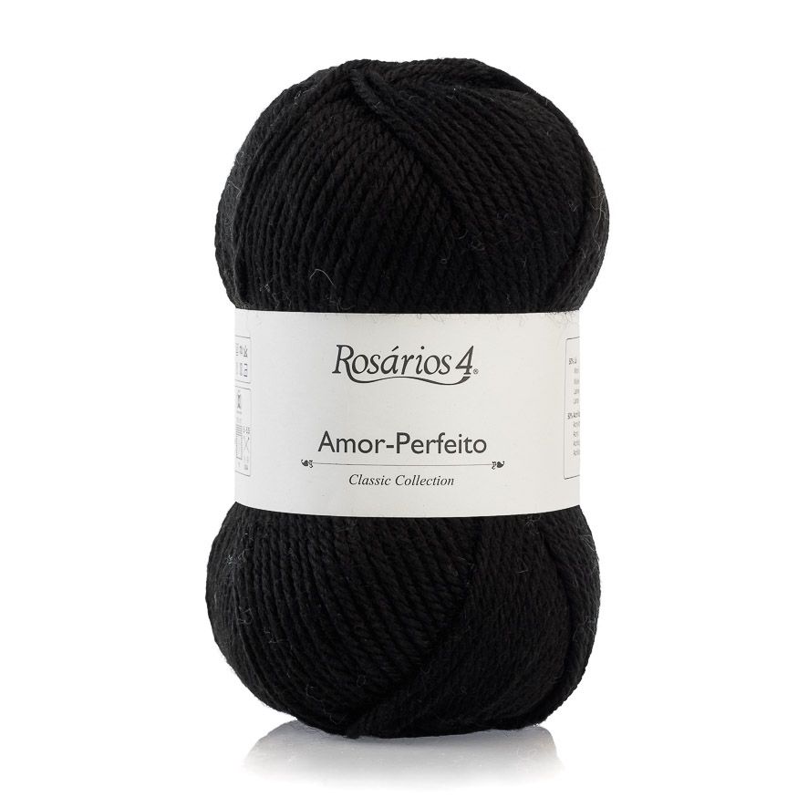 Novelo de lã preta Rosários 4 Amor-Perfeito Classic Collection