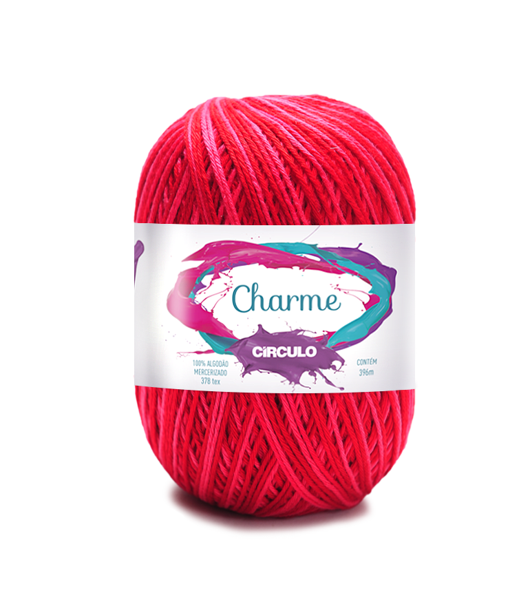 Novelo de fio de algodão vermelho Charme Círculo com rótulo colorido
