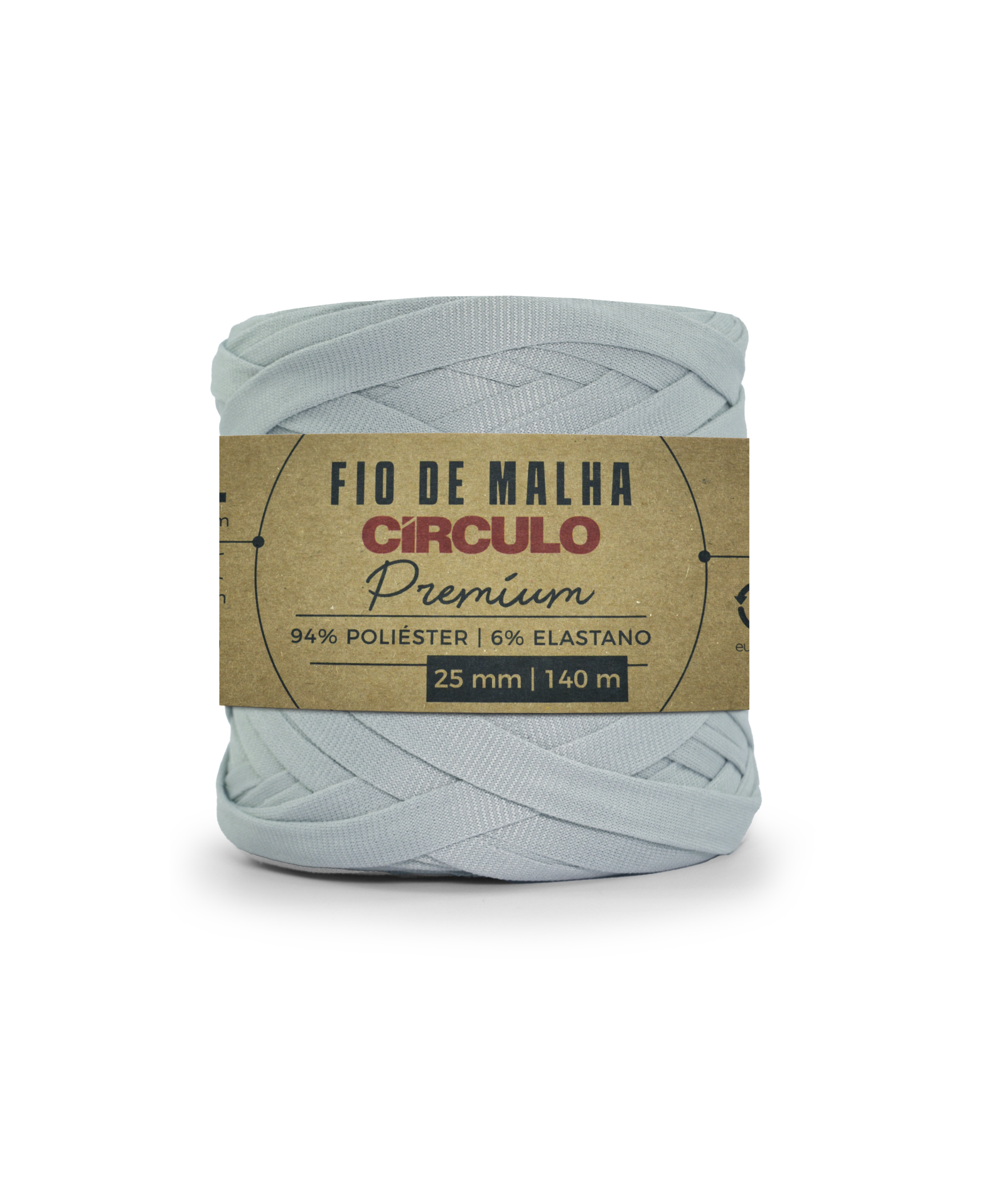 Rolo de fio de malha cinzento claro Círculo Premium com rótulo de papel
