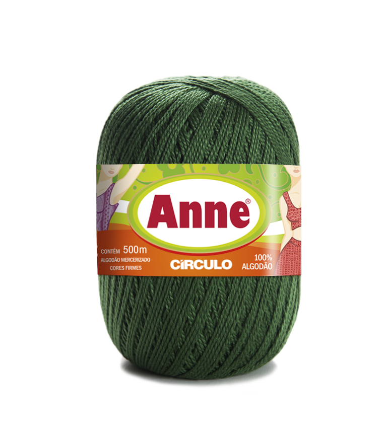 Novelo de fio verde escuro Anne Circulo algodão 500m