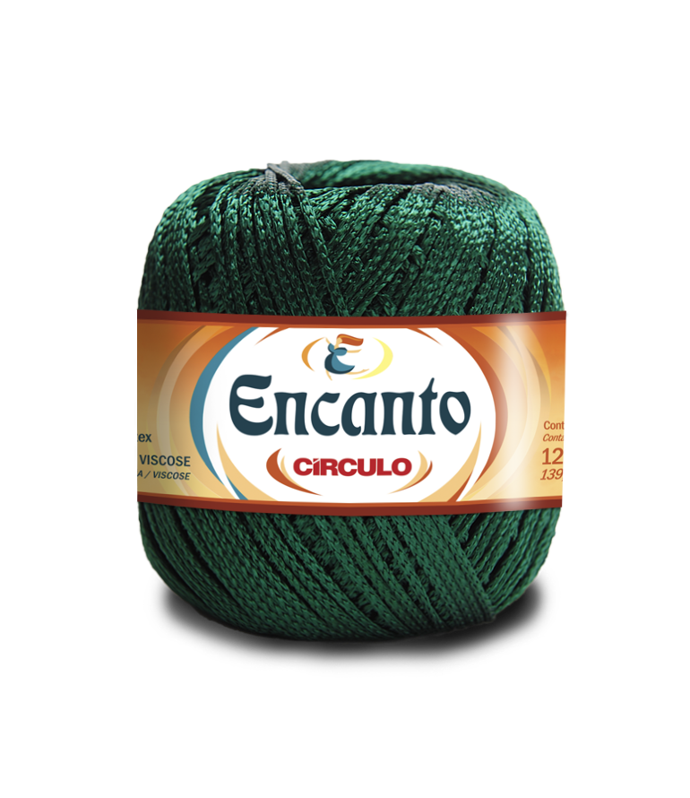Novelo de linha verde Escuro Encanto Círculo com rótulo colorido