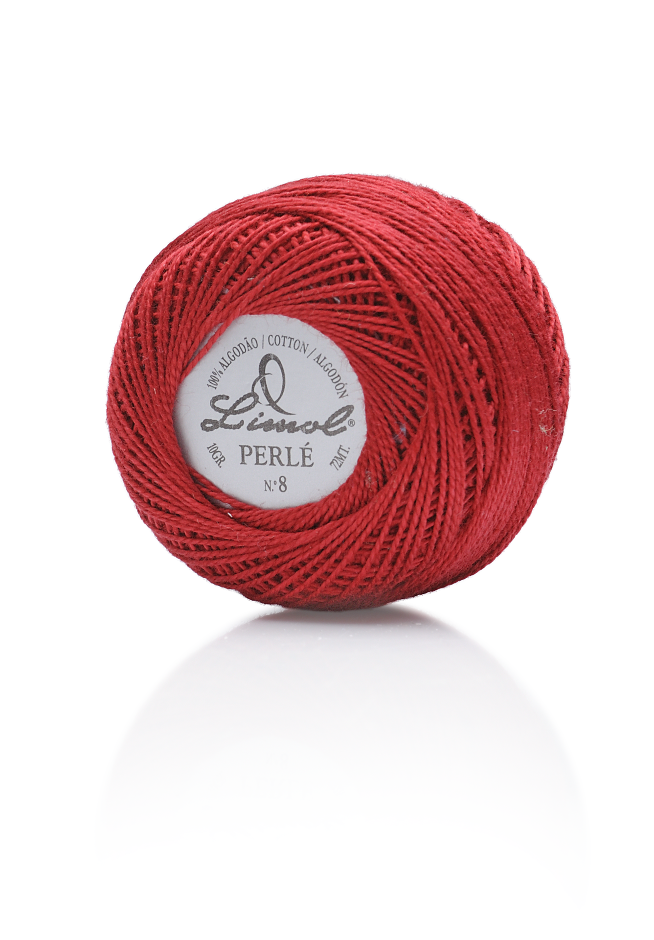 Linha de algodão vermelho com etiqueta Lisvol PERLÉ N° 8